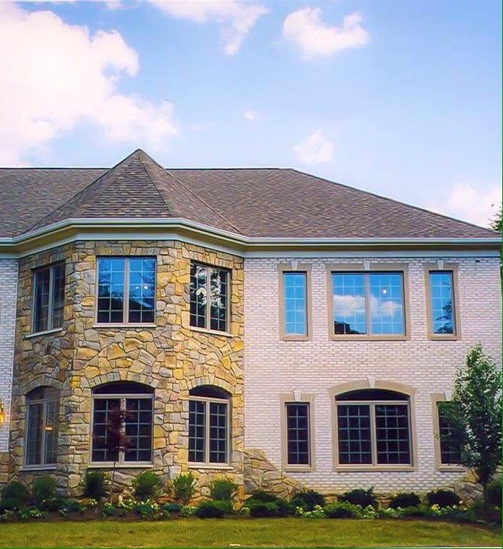 Two-story commercial building finished in natural stone